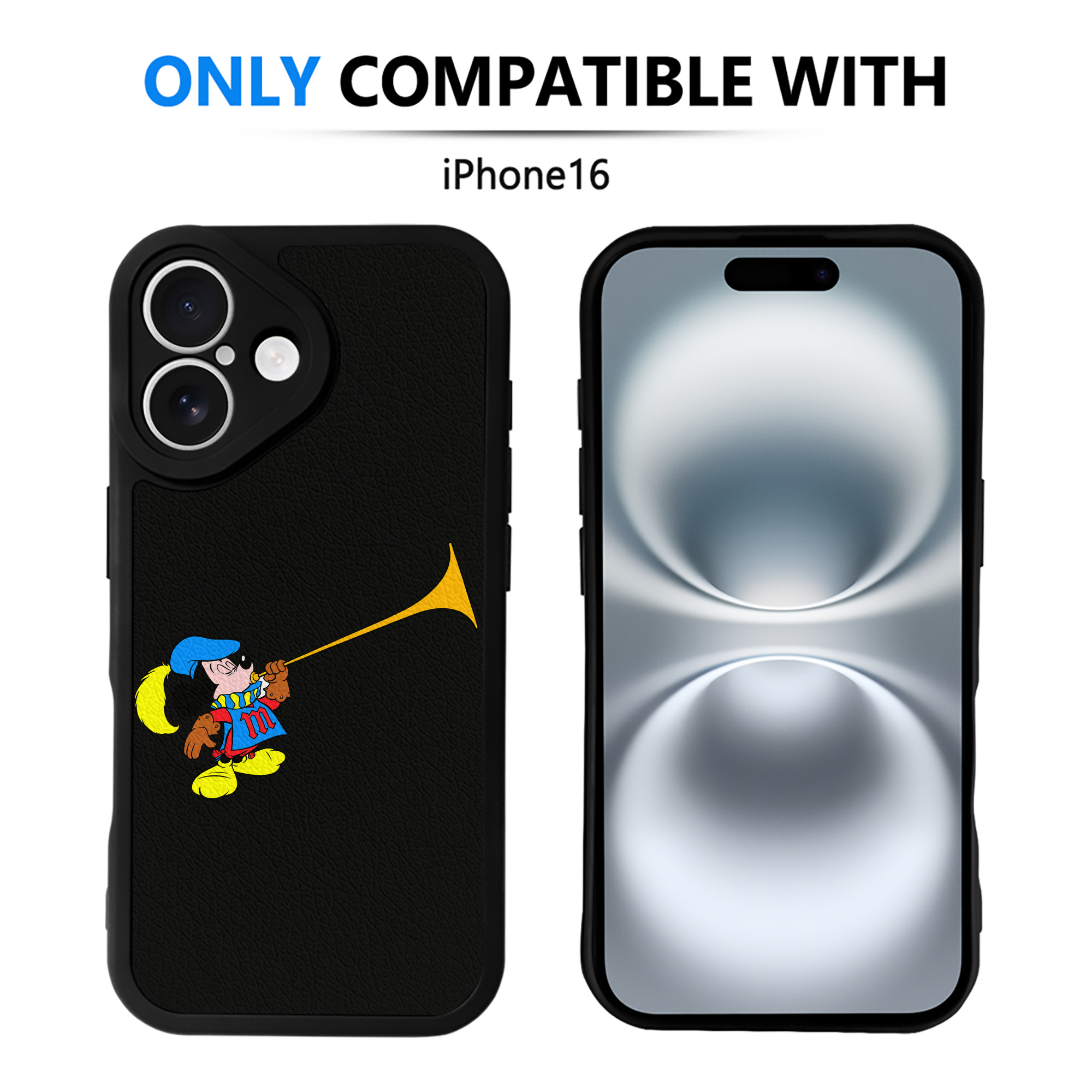 （画像用） ミッキーマウス Mickey Mouse 【iPhone 16シリーズ対応】シリコンスマホケース（レザー調） 材質：シリコン
